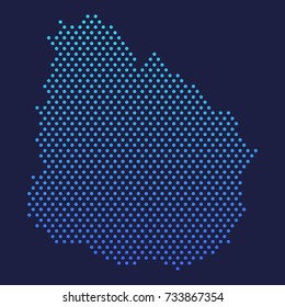 Uruguay Dotted Map Vector Round Design Gradient Art