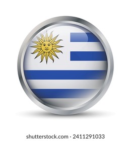 Uruguay Flag 3D Badge Illustration
