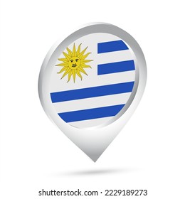 Uruguay flag 3d pin icon. Vector illustration.