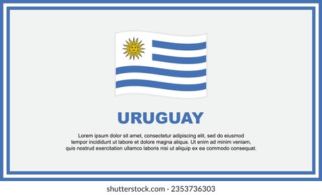 Plantilla de diseño de fondo de resumen de bandera uruguaya. Banner del Día de la Independencia de Uruguay Ilustración de vectores de medios sociales. Banner de Uruguay