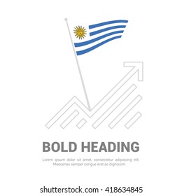 Uruguay Flag with analytics graph up, Bold heading and place for text template