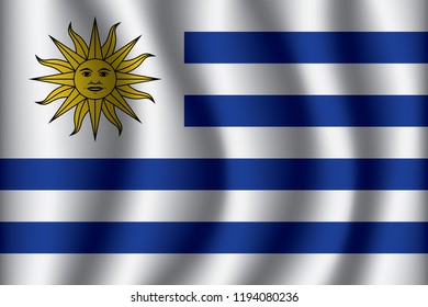 Uruguay flag background with cloth texture.Uruguay Flag vector illustration eps10.