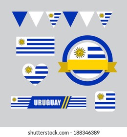 Uruguay flag, banner and icon patterns set illustration