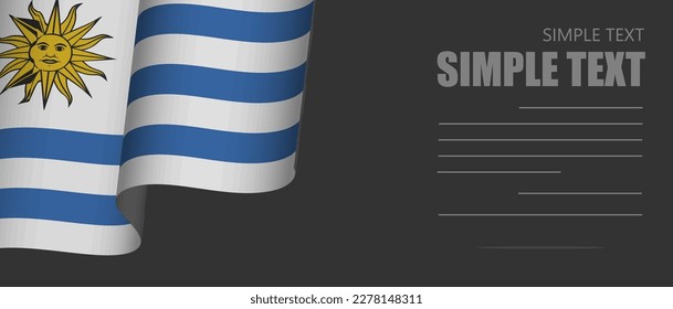 fondo de rectángulo de bandera uruguay, fondo de pantalla en color negro en modo oscuro uruguay, banner del sitio web uruguay tono blanco y negro con texto gris.