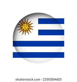 Bandera uruguaya - detrás del agujero de papel circular con sombra interior.