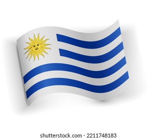 Bandera de Uruguay doblada y tendida sobre fondo blanco