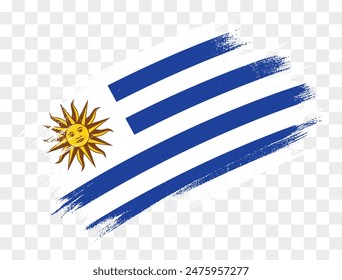 Uruguay flag brush paint textured isolated  on png or transparent background. vector illustration 