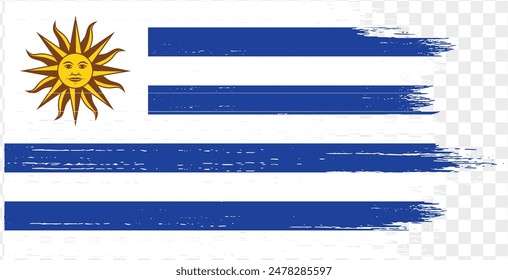 Uruguay flag brush paint textured isolated  on png or transparent background. vector illustration 