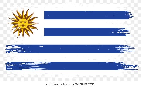 Uruguay flag brush paint textured isolated  on png or transparent background. vector illustration 