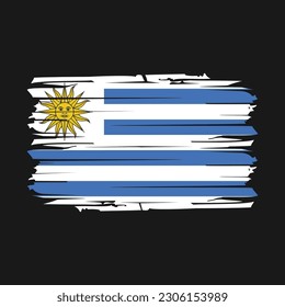 Ilustración del vector del pincel de bandera de Uruguay