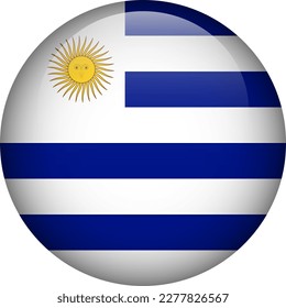 Uruguay flag button. Emblem of Uruguay. Vector flag, symbol. Colors and proportion correctly.