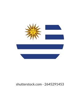 Botão Bandeira do Uruguai, Ícone redondo da bandeira do Uruguai, Símbolo da bandeira do Uruguai Vetor