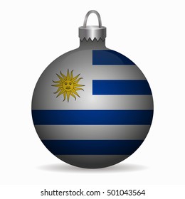 uruguay flag christmas ball vector
