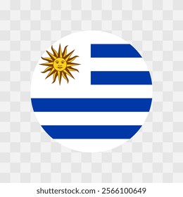 Uruguay flag - circle vector flag isolated on checkerboard transparent background