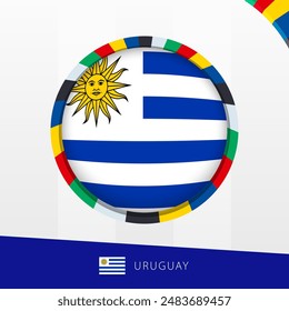 Uruguay Flag with Colorful Circle Border. Vector icon.