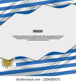 Uruguay Flaggendesign. Waving Uruguay Fahne aus Satin oder Seidengewebe. Vektorgrafik.