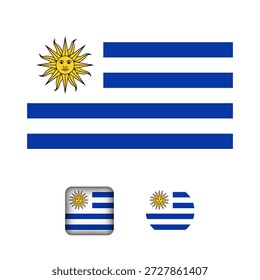Uruguay Flag Flat Icons Collection