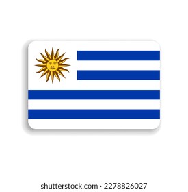 Uruguay flag - flat vector rectangle with rounded corners and dropped shadow.