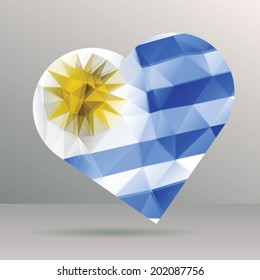 Uruguay flag in the form of heart
