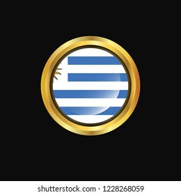 Uruguay flag Golden button
