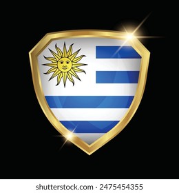 Uruguay Flag Golden Shield Logo