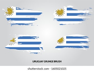 Uruguay Flag grunge brush splash set