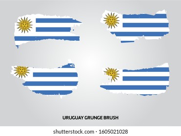 Uruguay Flag grunge brush splash set