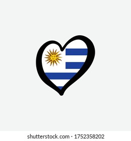 Uruguay flag heart graphic element Illustration template design
