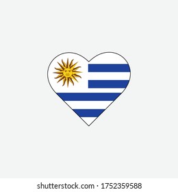 Uruguay flag heart graphic element Illustration template design
