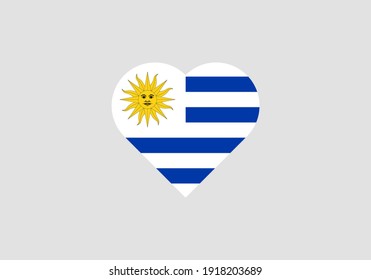 Uruguay flag in heart outline