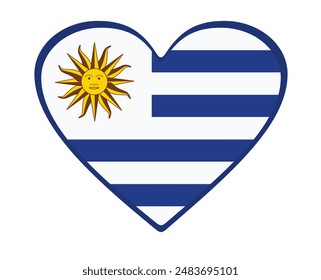 Uruguay flag heart shaped. vector