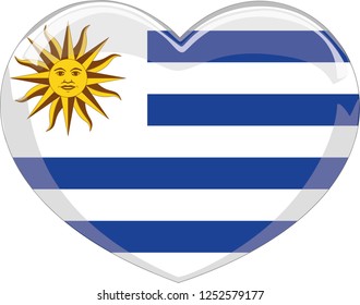 Uruguay flag in a Heart vector, sticker