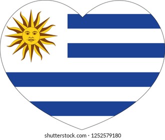 Uruguay flag in a Heart vector, sticker