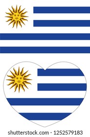 Uruguay flag in a Heart vector, sticker