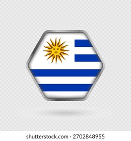 Bandeira do Uruguai em um quadro hexágono.