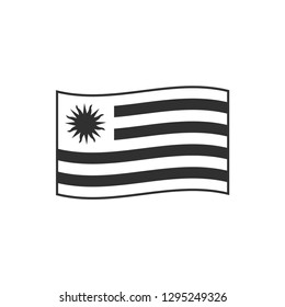 Uruguay flag icon in black outline flat design. Independence day or National day holiday concept.