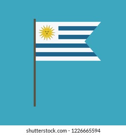 Uruguay flag icon in flat design. Independence day or National day holiday concept.