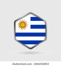 Ícone da bandeira do Uruguai em forma de hexágono.