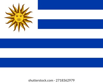 Ícone da bandeira do Uruguai, bandeira nacional do Uruguai. Ilustração vetorial.