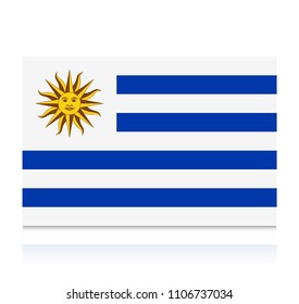 Uruguay flag icon with reflection isolated on white background.