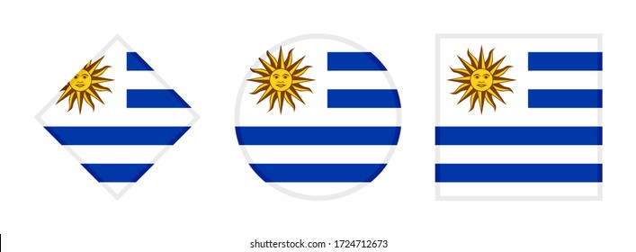 uruguay flag icon set. isolated on white background