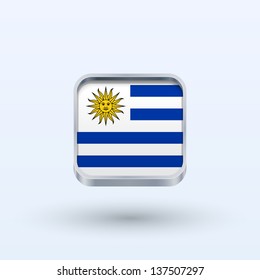 Uruguay flag icon square form on gray background. Vector illustration.