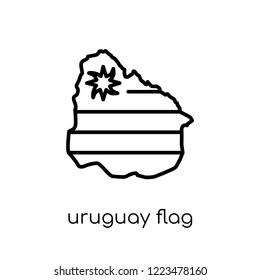 Uruguay flag icon. Trendy modern flat linear vector Uruguay flag icon on white background from thin line Country Flags collection, editable outline stroke vector illustration