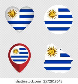 Uruguay Flag Icons Pack. Vector illustration.