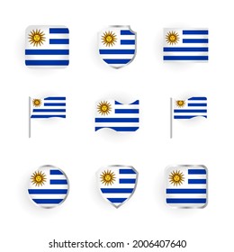 Iconos de bandera uruguaya con diseño elegante