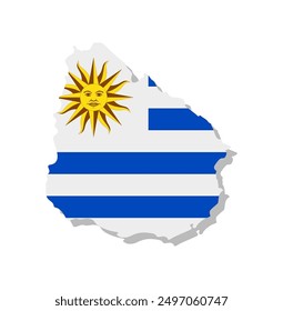 Uruguay - Flag inscribed in the contour of the country. Vector illustration.