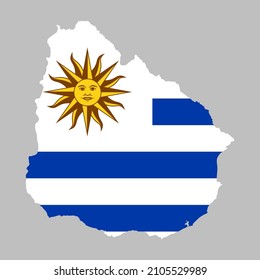 Uruguay flag inside the Uruguayan map borders vector illustration 