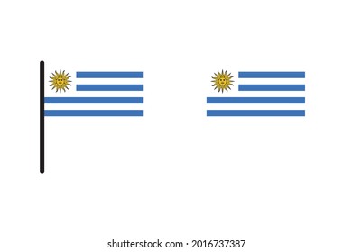 Bandera de Uruguay aislada de fondo blanco