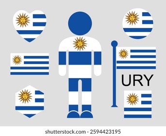 Uruguay flag. Isolated Uruguay flag on white background