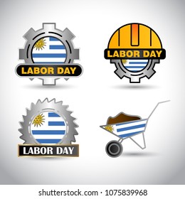 uruguay Flag with labour day design vector 